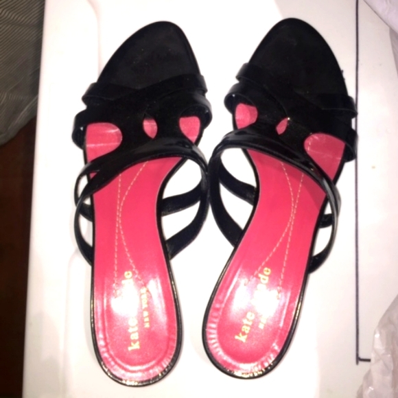kate spade Shoes - Kate Spade Black Patten Shiny Sandal 6 1/2